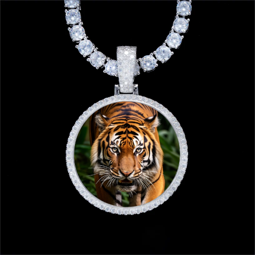 925S & VVS Moissanite 3D Circle Custom Picture Pendant