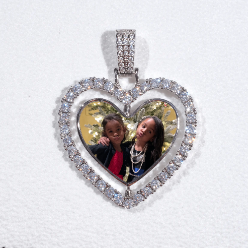 3D Spinning 2-Faced Heart Custom Picture Pendant