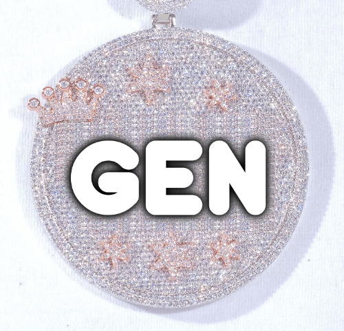 CUSTOM LETTER NECKLACE 3D BIG CROWN DISC