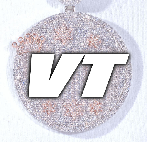 CUSTOM LETTER NECKLACE 3D BIG CROWN DISC
