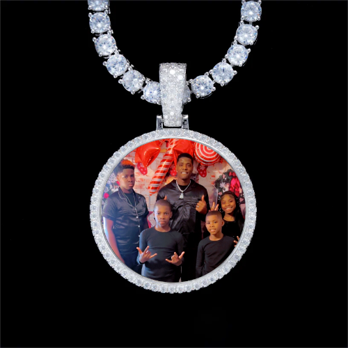 925S & VVS Moissanite 3D Circle Custom Picture Pendant