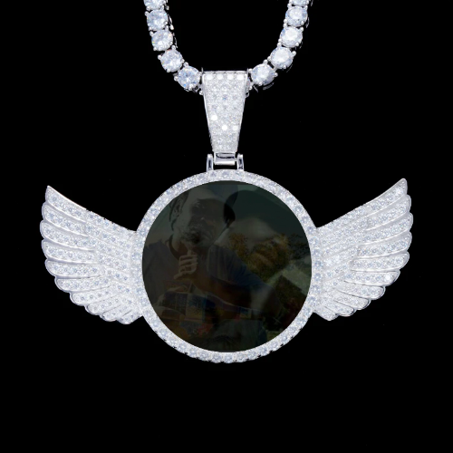 925S & VVS Moissanite 3D Wing Custom Picture Pendant