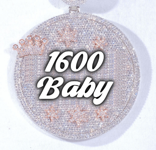 CUSTOM LETTER NECKLACE 3D BIG CROWN DISC
