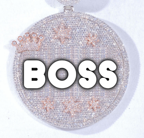 CUSTOM LETTER NECKLACE 3D BIG CROWN DISC