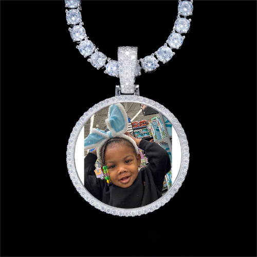 925S & VVS Moissanite 3D Circle Custom Picture Pendant