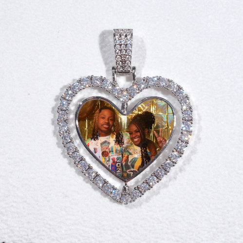 3D Spinning 2-Faced Heart Custom Picture Pendant