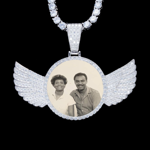 925S & VVS Moissanite 3D Wing Custom Picture Pendant