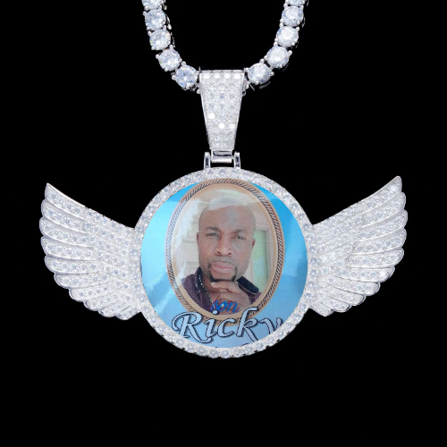 925S & VVS Moissanite 3D Wing Custom Picture Pendant