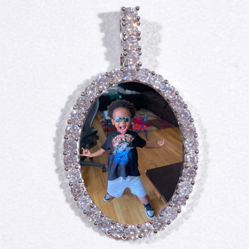 Large 3D Oval Custom Picture Pendant