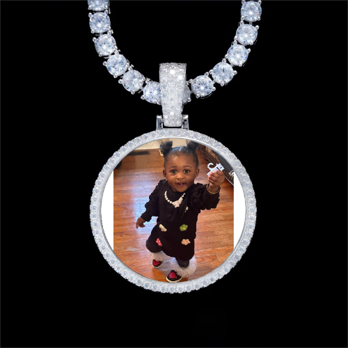 925S & VVS Moissanite 3D Circle Custom Picture Pendant
