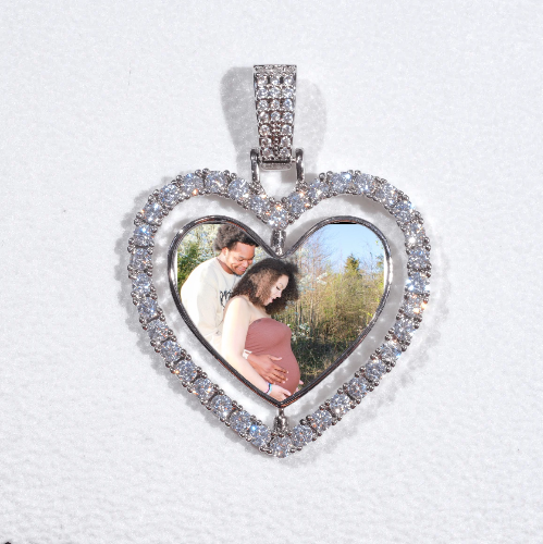 3D Spinning 2-Faced Heart Custom Picture Pendant