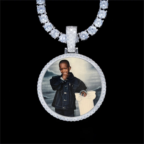 925S & VVS Moissanite 3D Circle Custom Picture Pendant