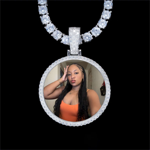 925S & VVS Moissanite 3D Circle Custom Picture Pendant