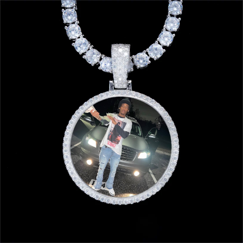 925S & VVS Moissanite 3D Circle Custom Picture Pendant