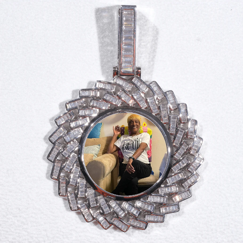 Large 3D Baguette Custom Picture Pendant