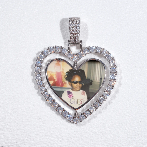 3D Spinning 2-Faced Heart Custom Picture Pendant