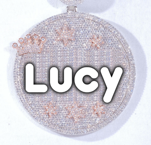 CUSTOM LETTER NECKLACE 3D BIG CROWN DISC