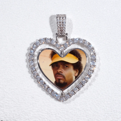 3D Spinning 2-Faced Heart Custom Picture Pendant