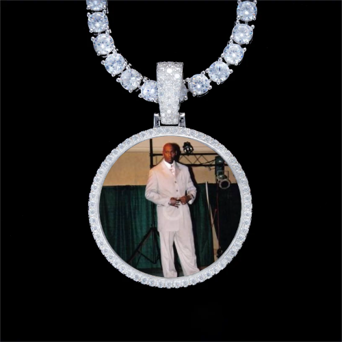 925S & VVS Moissanite 3D Circle Custom Picture Pendant