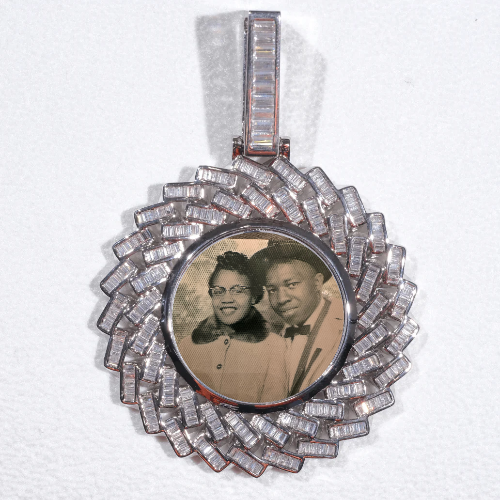 Large 3D Baguette Custom Picture Pendant