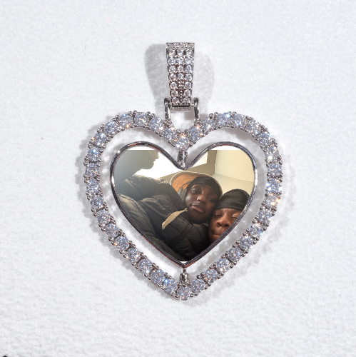 3D Spinning 2-Faced Heart Custom Picture Pendant