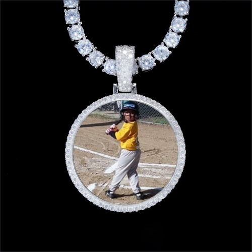 925S & VVS Moissanite 3D Circle Custom Picture Pendant