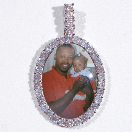 Large 3D Oval Custom Picture Pendant