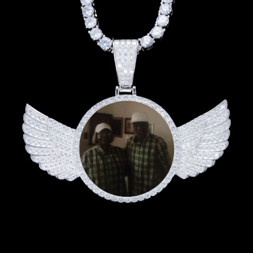 925S & VVS Moissanite 3D Wing Custom Picture Pendant