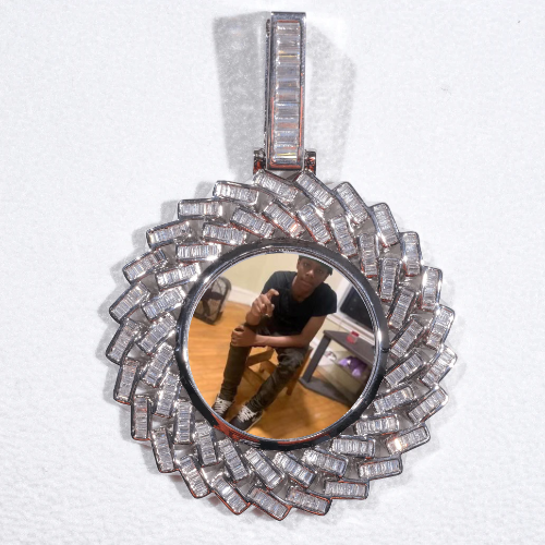 Large 3D Baguette Custom Picture Pendant