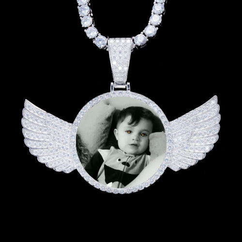 925S & VVS Moissanite 3D Wing Custom Picture Pendant