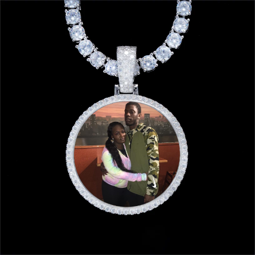 925S & VVS Moissanite 3D Circle Custom Picture Pendant