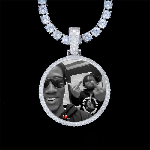 925S & VVS Moissanite 3D Circle Custom Picture Pendant