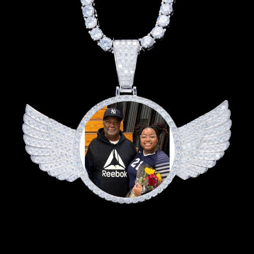 925S & VVS Moissanite 3D Wing Custom Picture Pendant