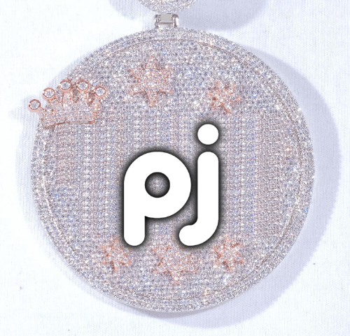 CUSTOM LETTER NECKLACE 3D BIG CROWN DISC