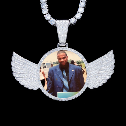 925S & VVS Moissanite 3D Wing Custom Picture Pendant