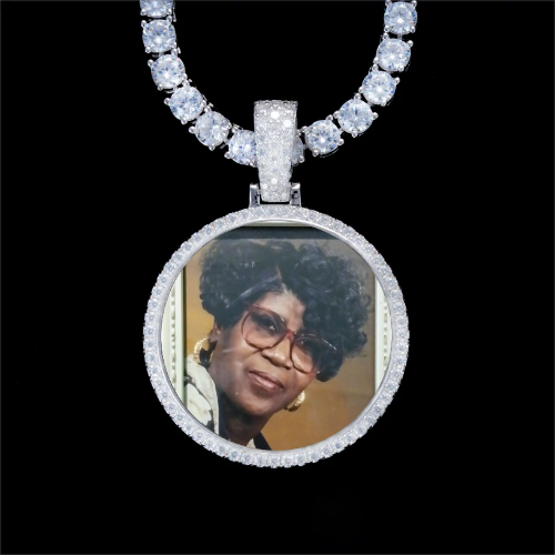 925S & VVS Moissanite 3D Circle Custom Picture Pendant