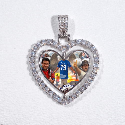 3D Spinning 2-Faced Heart Custom Picture Pendant