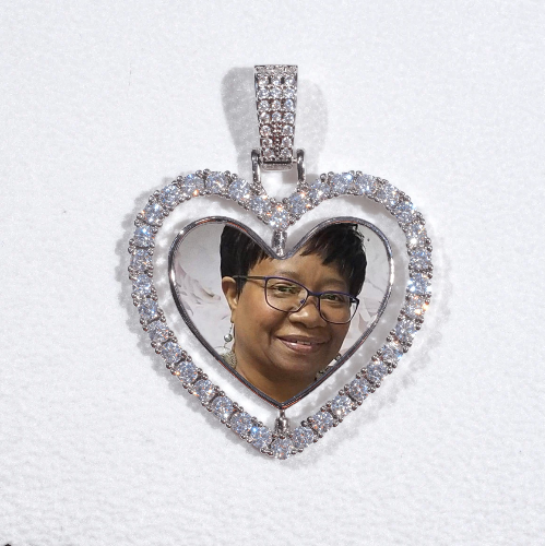3D Spinning 2-Faced Heart Custom Picture Pendant