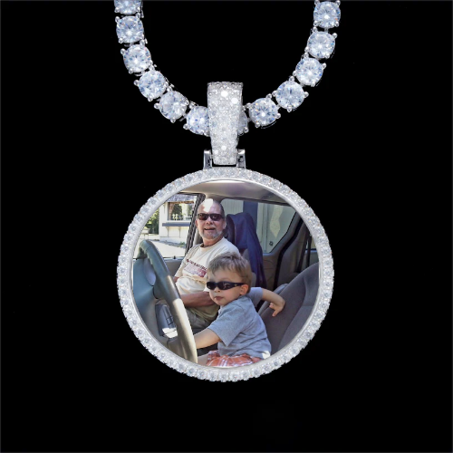 925S & VVS Moissanite 3D Circle Custom Picture Pendant