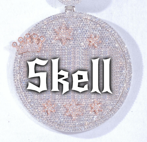 CUSTOM LETTER NECKLACE 3D BIG CROWN DISC