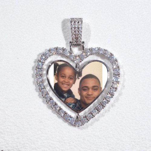 3D Spinning 2-Faced Heart Custom Picture Pendant