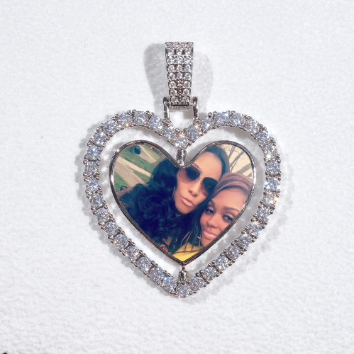 3D Spinning 2-Faced Heart Custom Picture Pendant