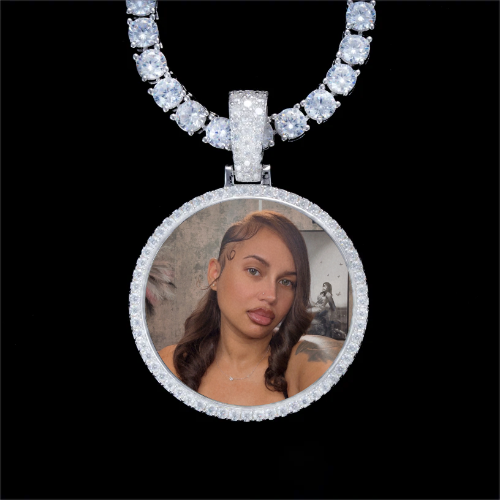 925S & VVS Moissanite 3D Circle Custom Picture Pendant