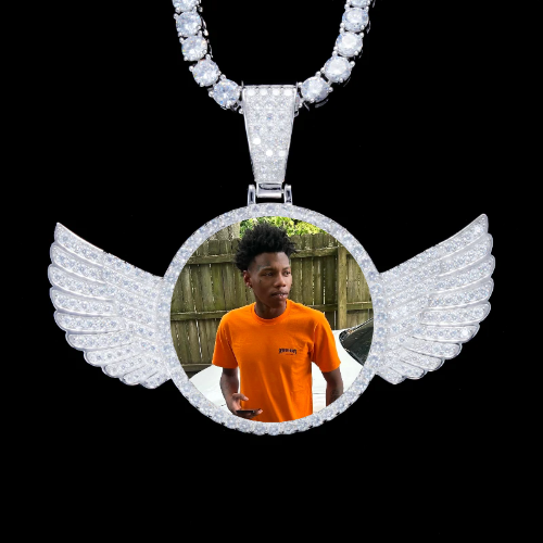 925S & VVS Moissanite 3D Wing Custom Picture Pendant