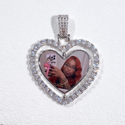 3D Spinning 2-Faced Heart Custom Picture Pendant