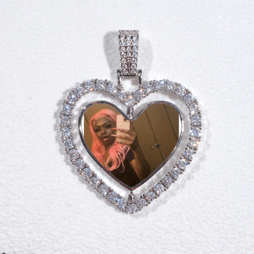 3D Spinning 2-Faced Heart Custom Picture Pendant