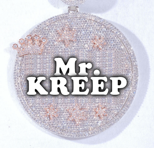 CUSTOM LETTER NECKLACE 3D BIG CROWN DISC