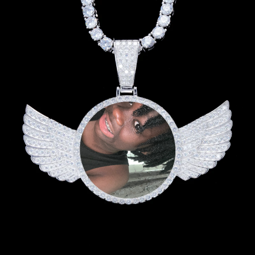 925S & VVS Moissanite 3D Wing Custom Picture Pendant