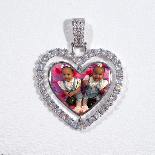 3D Spinning 2-Faced Heart Custom Picture Pendant