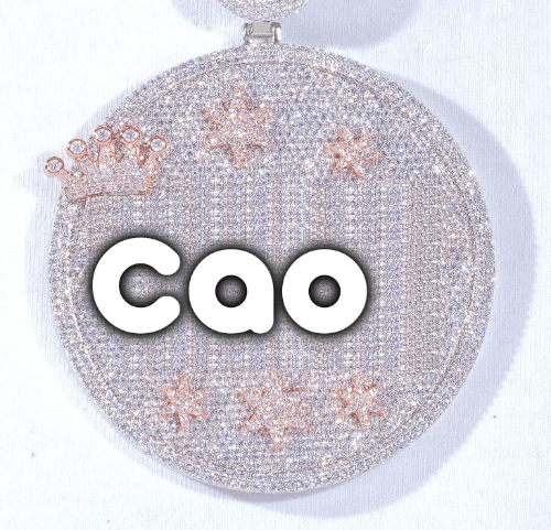 CUSTOM LETTER NECKLACE 3D BIG CROWN DISC